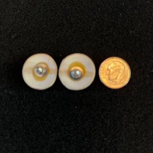 CAT FACE Earrings Glazed Ceramic Studs Artisan- Vintage - Picture 5 of 5